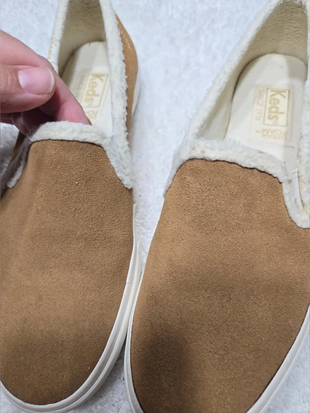 Keds® Double Decker Suede Slip-On Sneakers Tan Sz 8